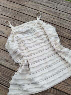 Maeve by Anthropologie Striped Fringed Tank Top Size 12
